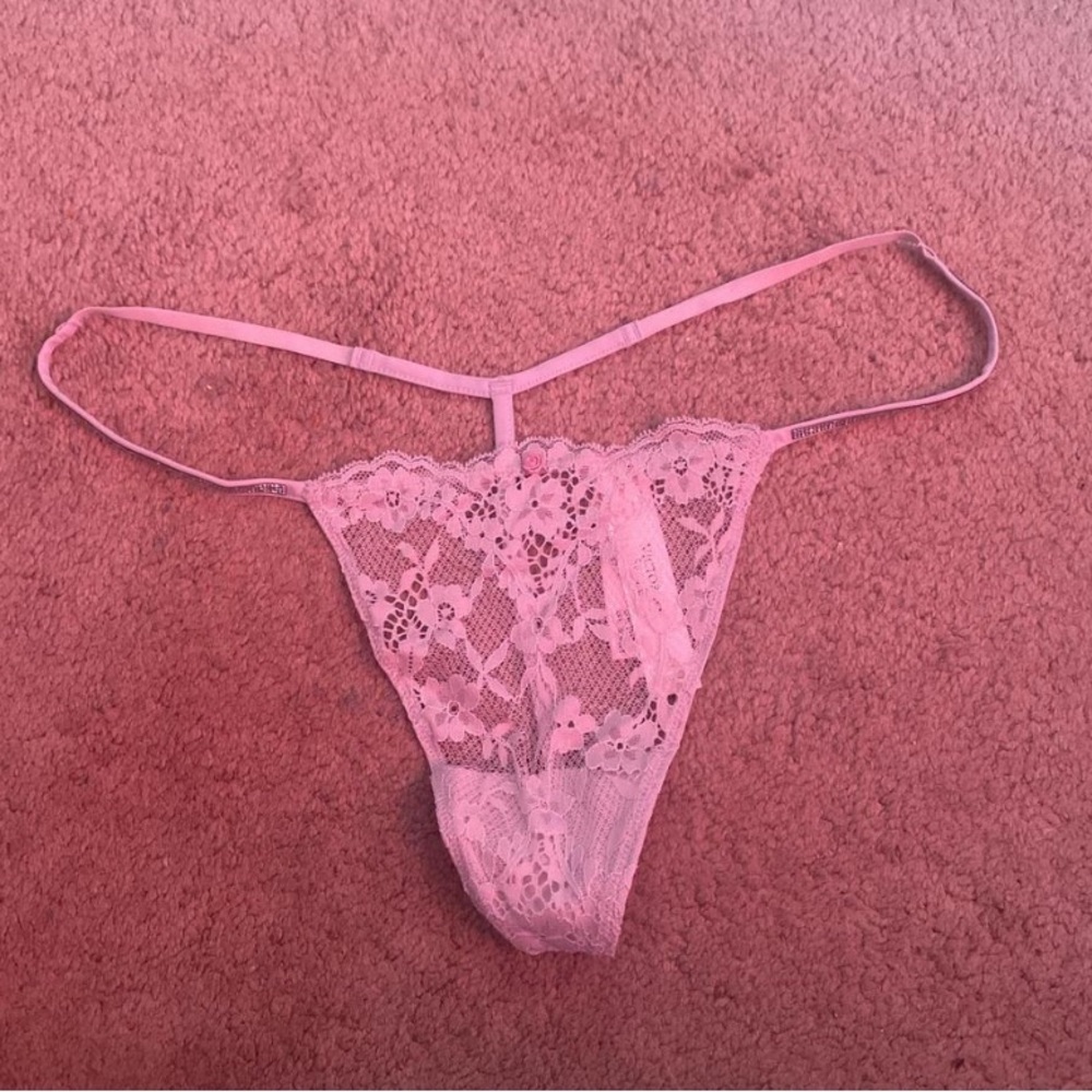 Victoria's Secret Lace Thong - Grey w/ Rhinestones